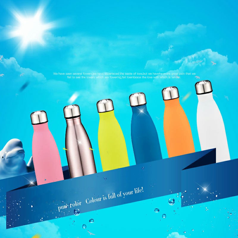 Rubber Paint 500ML Water Flask Stainless Steel Double Wall Vacuum Insulated Keep Hot and Cold Water Bottle - Matte Orange