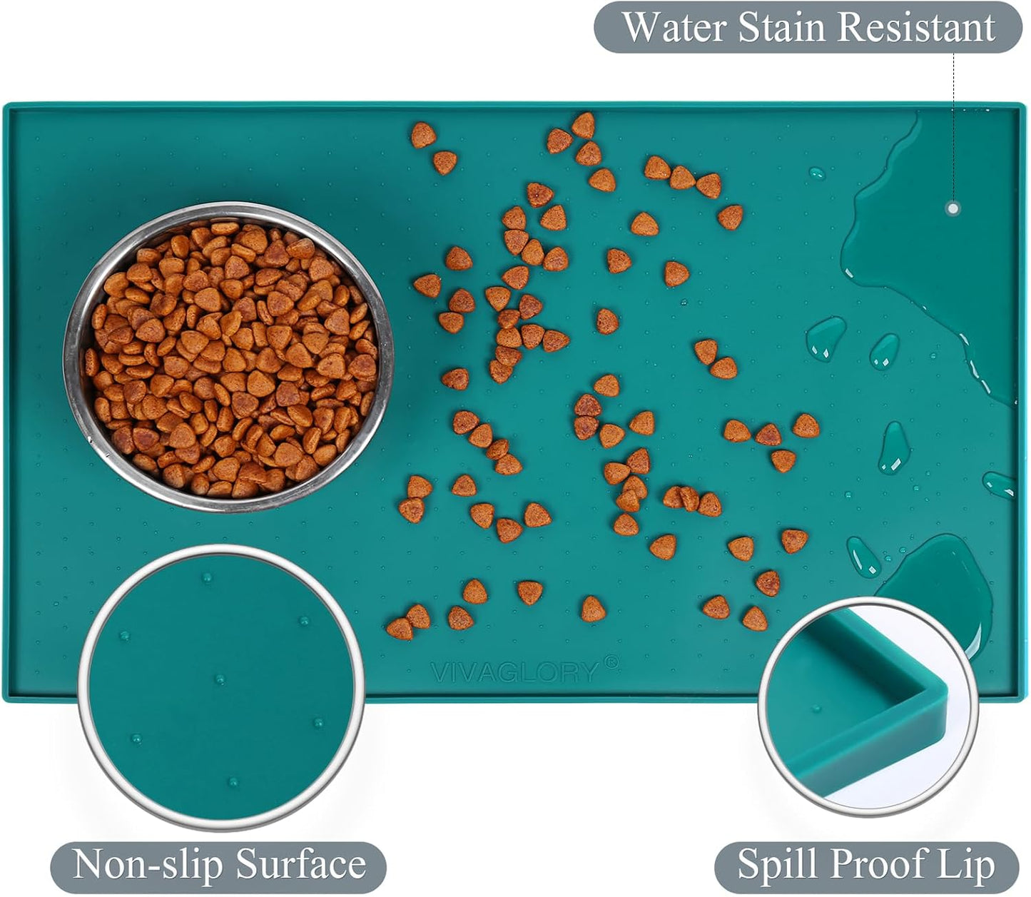 Cat Dog Food Mat For Pet Feeding Bowl Floors Waterproof Non Slip Silicone