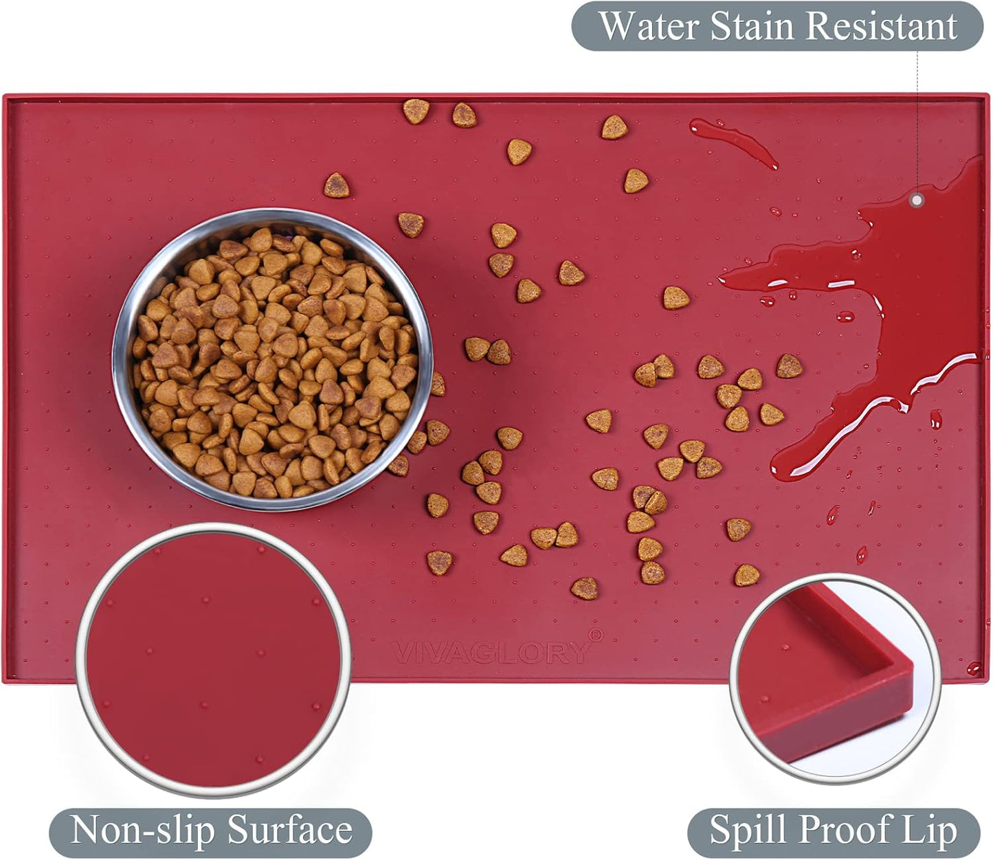 Cat Dog Food Mat For Pet Feeding Bowl Floors Waterproof Non Slip Silicone