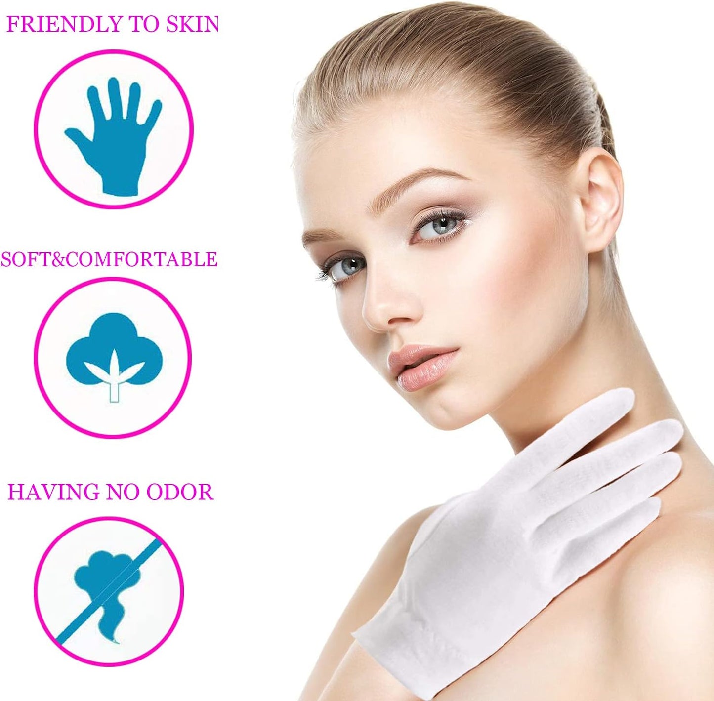 6 Pairs 100% Cotton White Gloves Dermatological Overnight Moisturizing Eczema UK