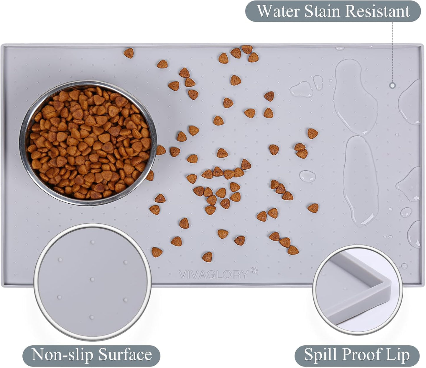 Cat Dog Food Mat For Pet Feeding Bowl Floors Waterproof Non Slip Silicone