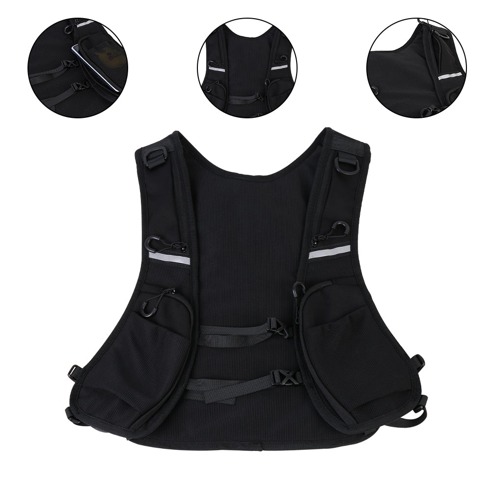 Cycling Running Vest Bag Reflective Hydration Vest Storage Bag Lightweight Backpack - Black