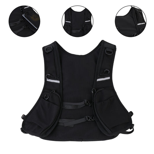 Cycling Running Vest Bag Reflective Hydration Vest Storage Bag Lightweight Backpack - Black
