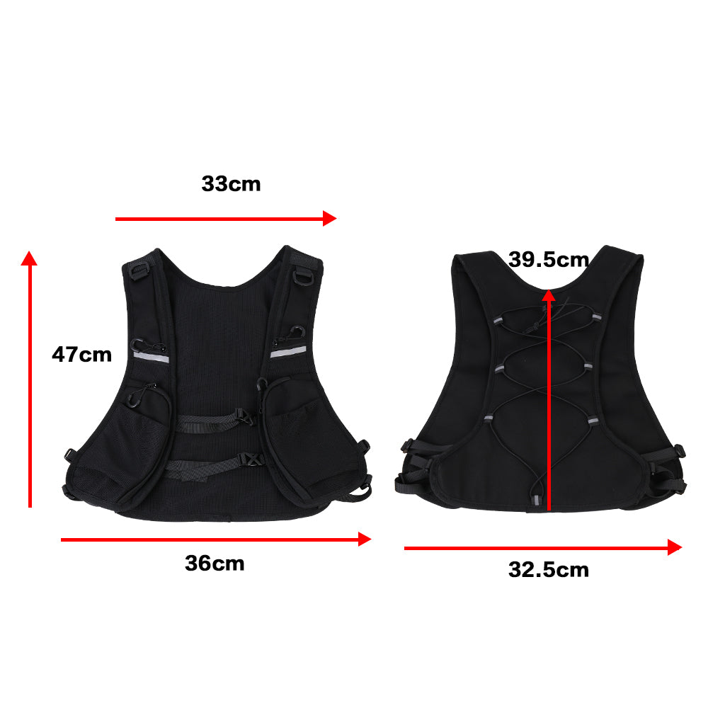 Cycling Running Vest Bag Reflective Hydration Vest Storage Bag Lightweight Backpack - Black