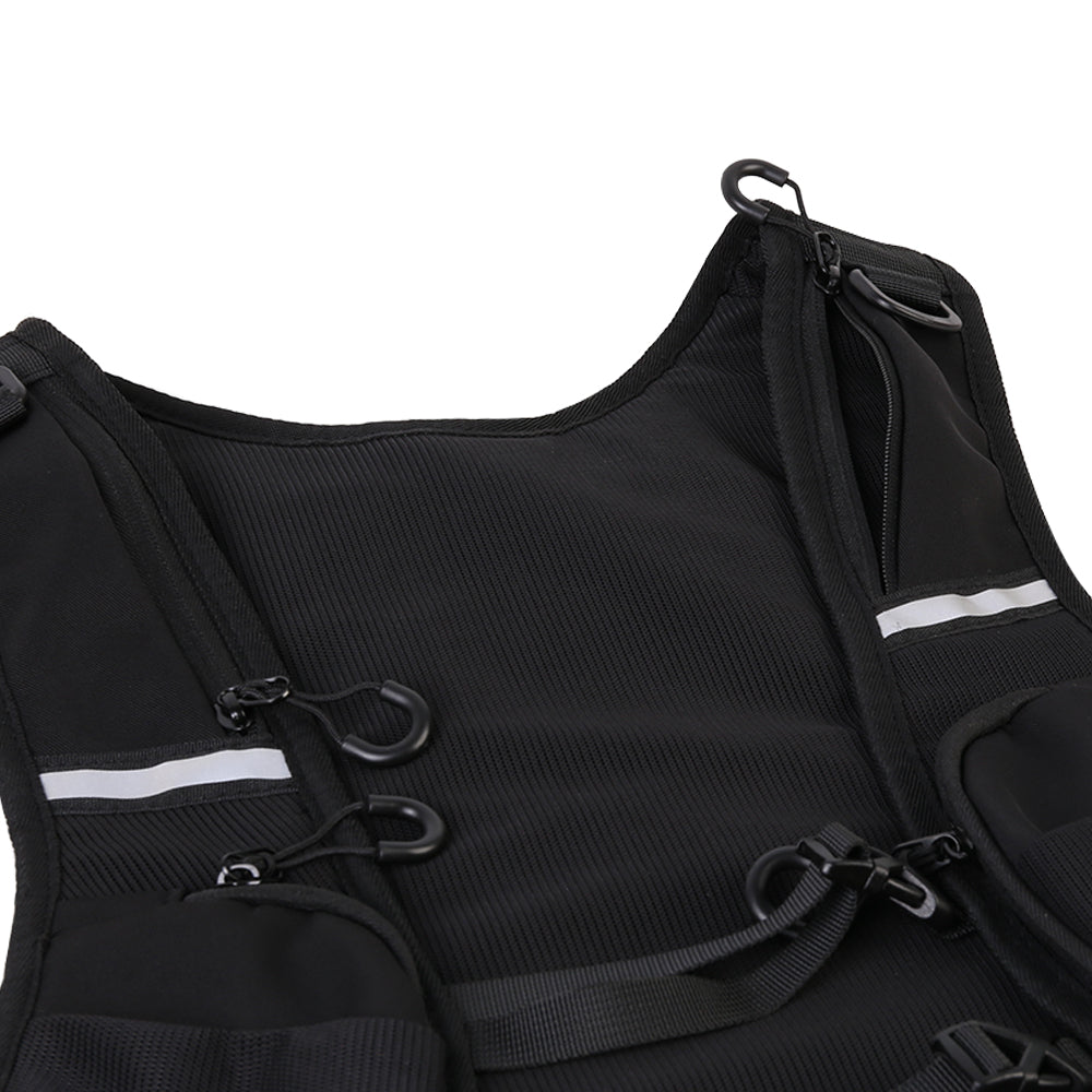 Cycling Running Vest Bag Reflective Hydration Vest Storage Bag Lightweight Backpack - Black