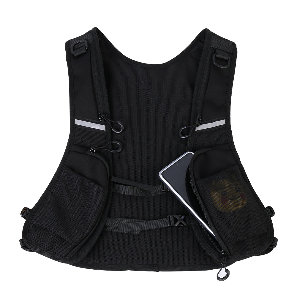 Cycling Running Vest Bag Reflective Hydration Vest Storage Bag Lightweight Backpack - Black