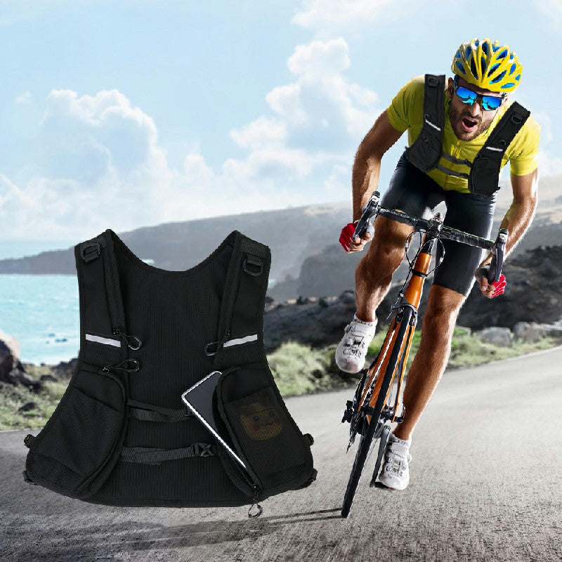 Cycling Running Vest Bag Reflective Hydration Vest Storage Bag Lightweight Backpack - Black
