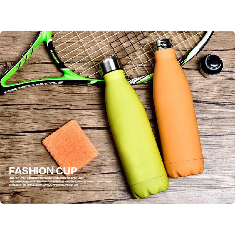 Rubber Paint 500ML Water Flask Stainless Steel Double Wall Vacuum Insulated Keep Hot and Cold Water Bottle - Matte Orange