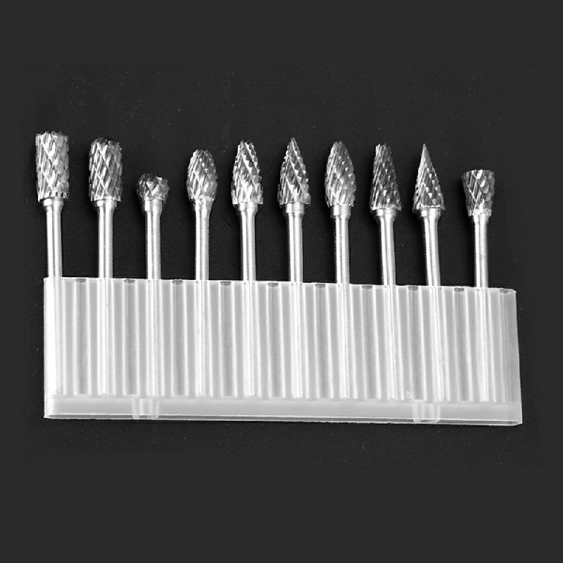 10 pcs Rotary Burr Bit Tungsten Carbide Point Die Grinder Shank Carving Set Tools