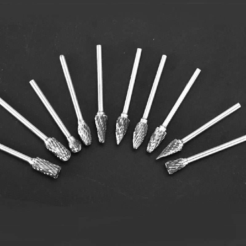 10 pcs Rotary Burr Bit Tungsten Carbide Point Die Grinder Shank Carving Set Tools