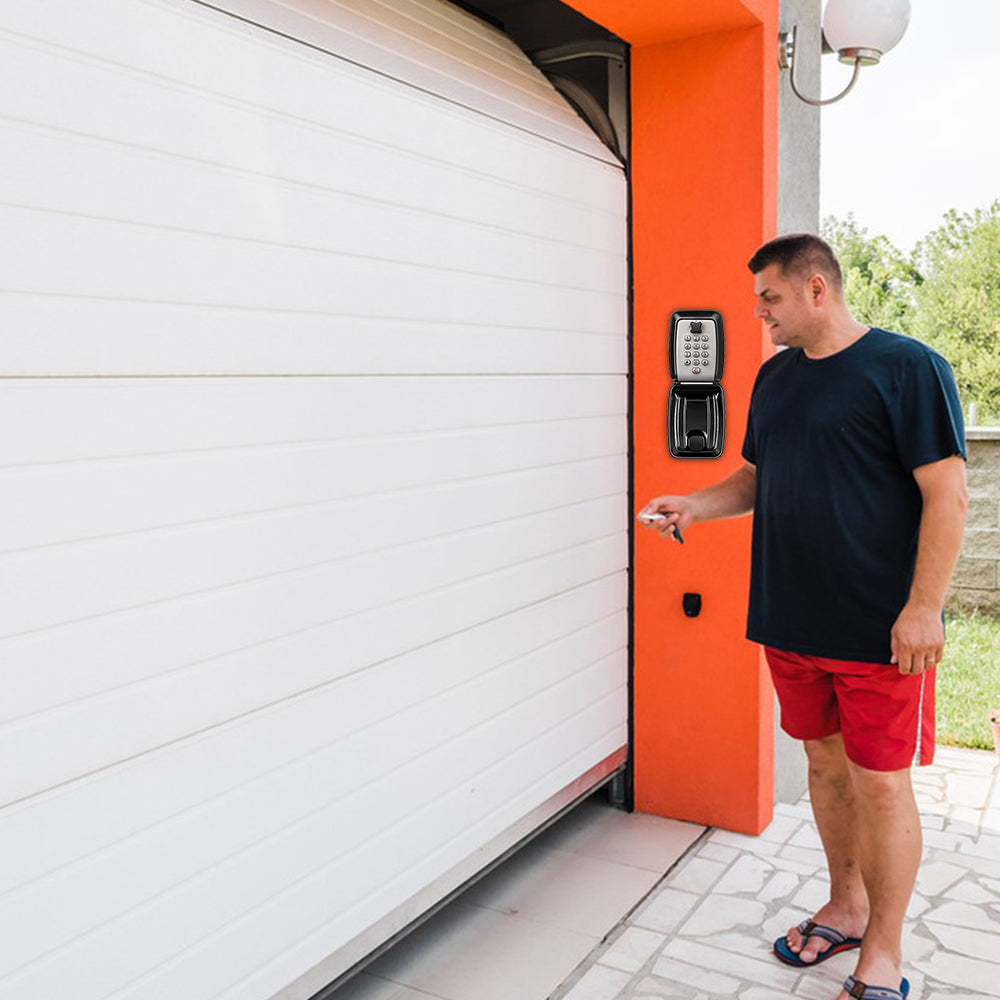 Wall Mounted Key Storage Box Key Combination Password Lock with Push Button - Blac