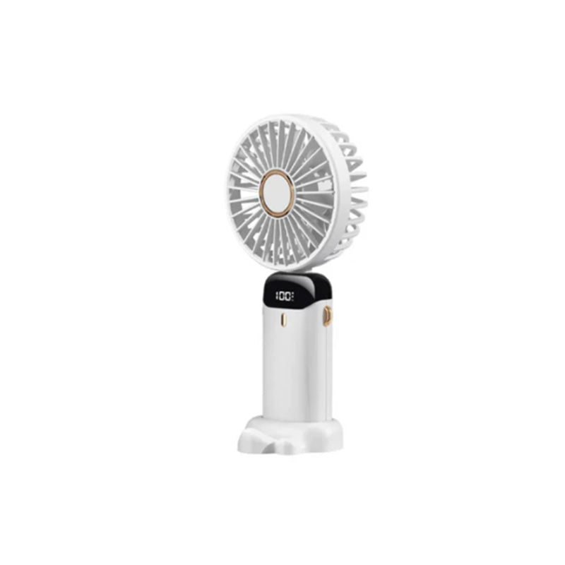 USB Rechargeable Mini Hand-held Fan Portable Folding Desk Fan with LED Display 18.8 x 9 x 4.65 cm - Blue