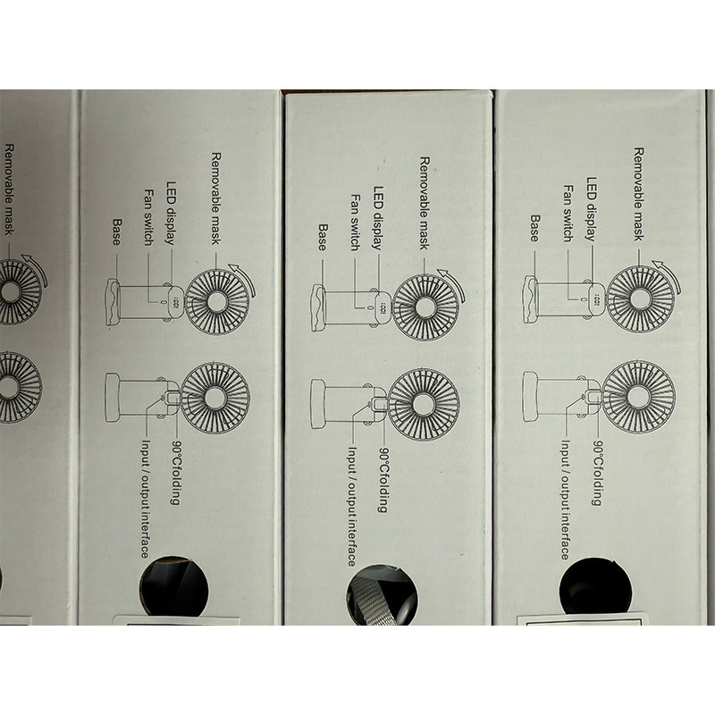 USB Rechargeable Mini Hand-held Fan Portable Folding Desk Fan with LED Display 18.8 x 9 x 4.65 cm - Blue