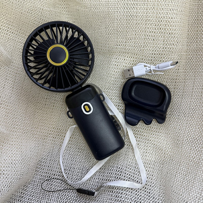 USB Rechargeable Mini Hand-held Fan Portable Folding Desk Fan with LED Display 18.8 x 9 x 4.65 cm - Blue