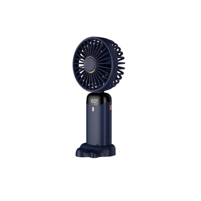 USB Rechargeable Mini Hand-held Fan Portable Folding Desk Fan with LED Display 18.8 x 9 x 4.65 cm - Blue