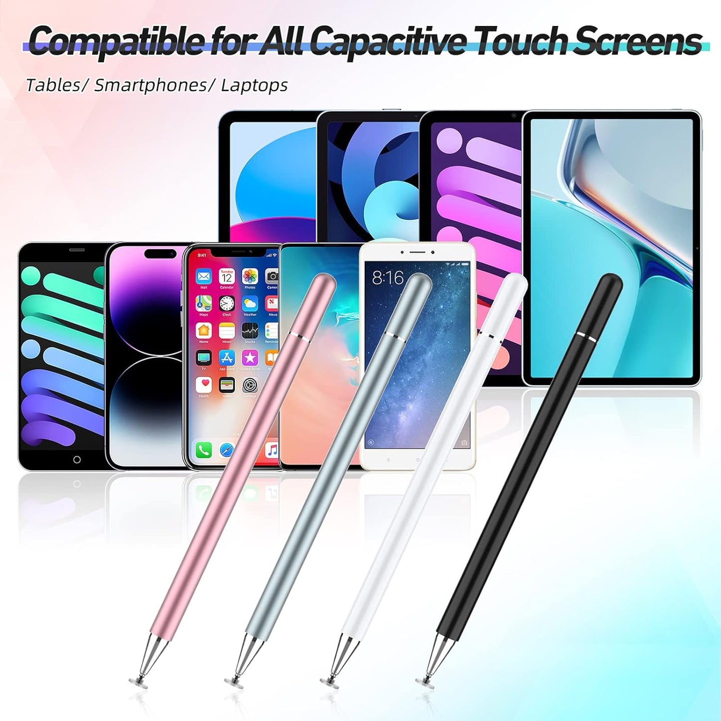 Thin Capacitive DISC Touch Screen Stylus Pen For Android Tablets iPads Phones