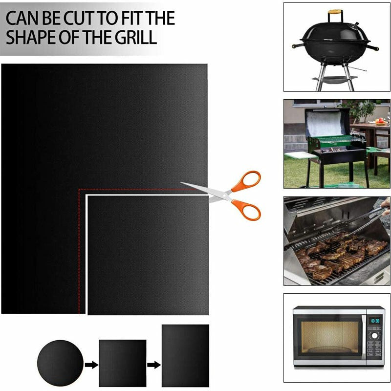 5 pcs Non Stick Oven Liner BBQ Grill Mat for Fan Assisted Ovens - Black