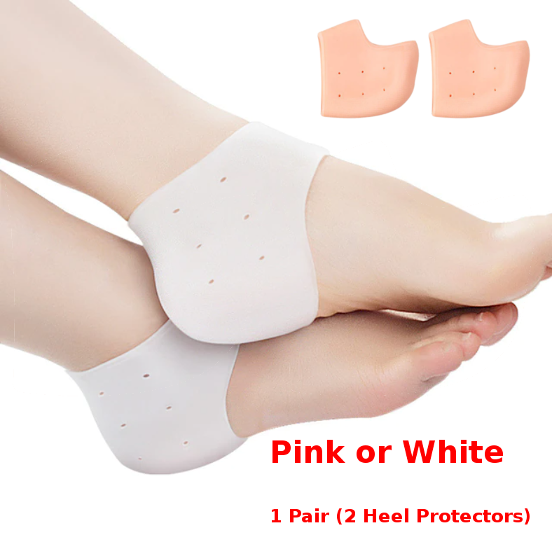 2x Heel Gel Foot Silicone Protector Cracked Care Skin Sleeves Socks Blister Uk.