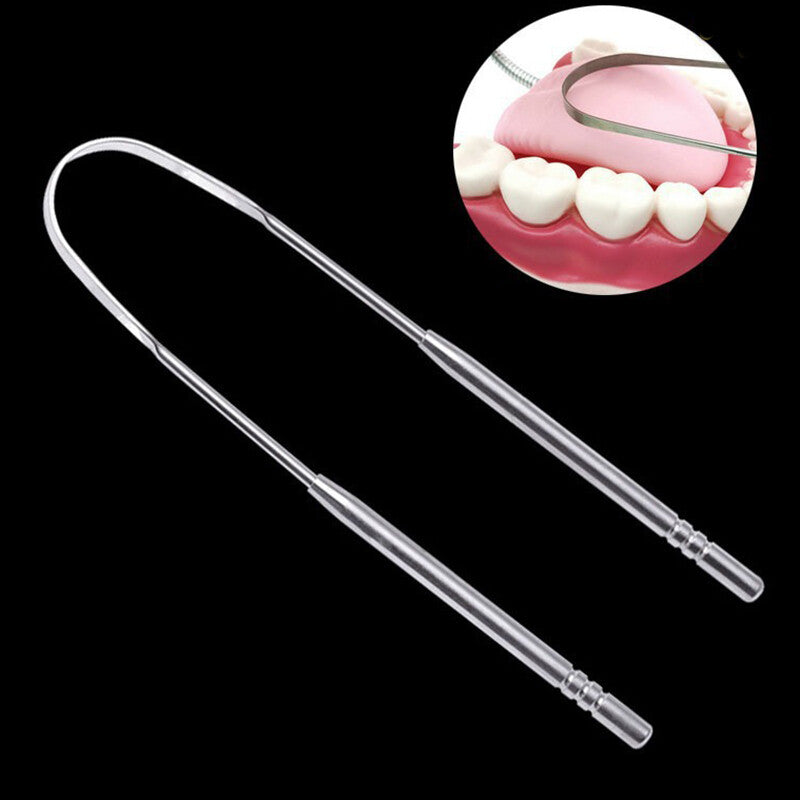 2X Stainless Steel Tongue Tounge Cleaner Scraper Dental Care Hygiene Oral Mouth