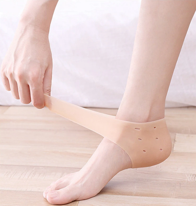 2x Heel Gel Foot Silicone Protector Cracked Care Skin Sleeves Socks Blister Uk.