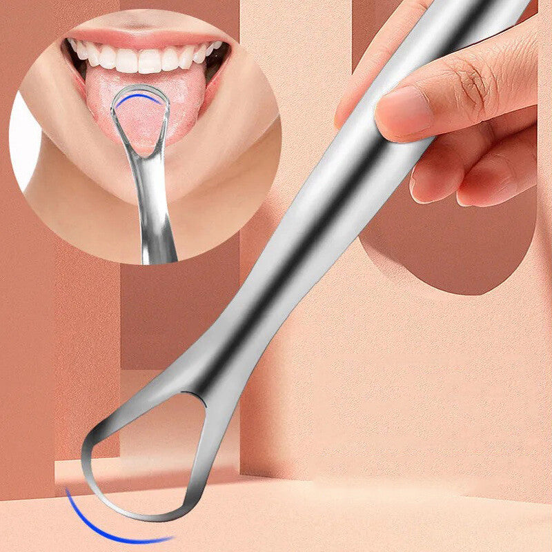 2X Stainless Steel Tongue Tounge Cleaner Scraper Dental Care Hygiene Oral Mouth