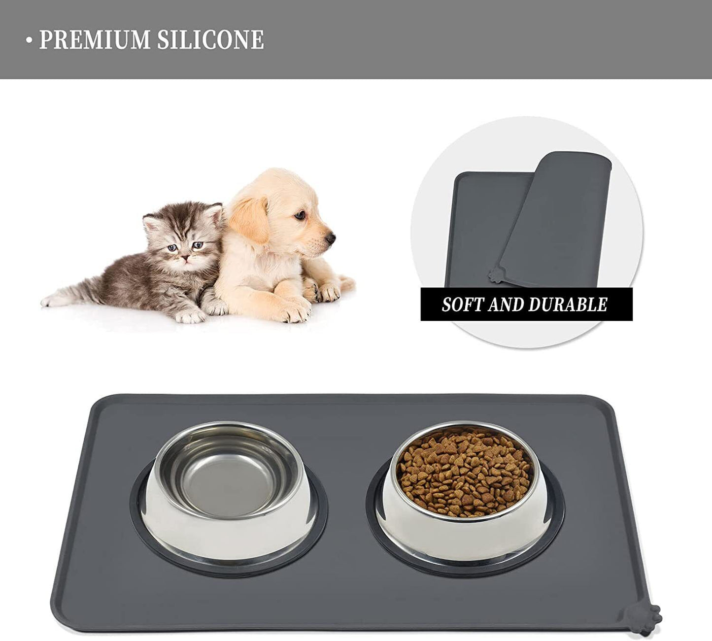 Cat Dog Food Mat For Pet Feeding Bowl Floors Waterproof Non Slip Silicone