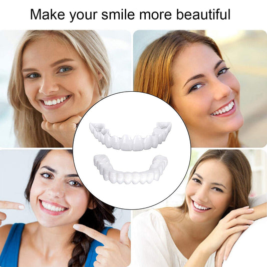Smile Snap On False Teeth Upper Lower Dental Veneers Dentures Tooth Cover Set