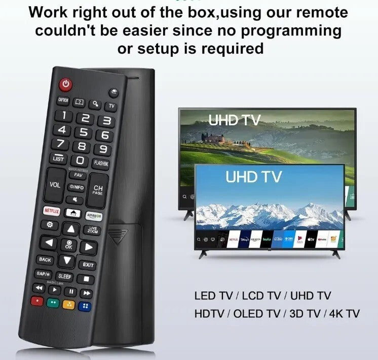 Replacement LG TV Remote Control with Netflix & Prime Video Button, Universal Compatible with 3D, HDTV, LCD, LED, Smart TVs, Updated Long Distance Transmission Remote Controller for All LG TV Models