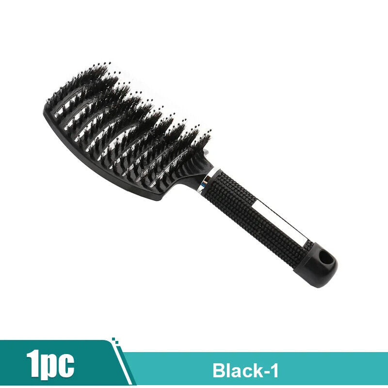 Womens Magical Brush Detangle Detangling Natural Boar Bristle Hair Brush Curved