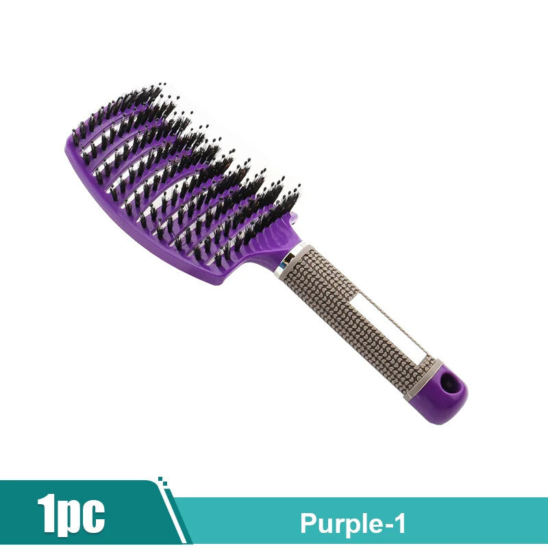 Womens Magical Brush Detangle Detangling Natural Boar Bristle Hair Brush Curved