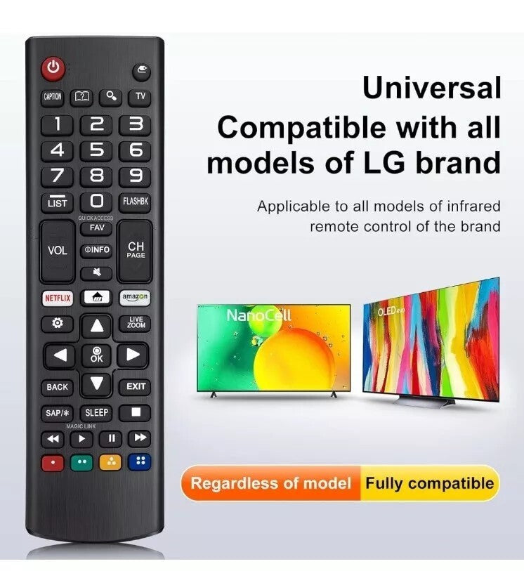Replacement LG TV Remote Control with Netflix & Prime Video Button, Universal Compatible with 3D, HDTV, LCD, LED, Smart TVs, Updated Long Distance Transmission Remote Controller for All LG TV Models