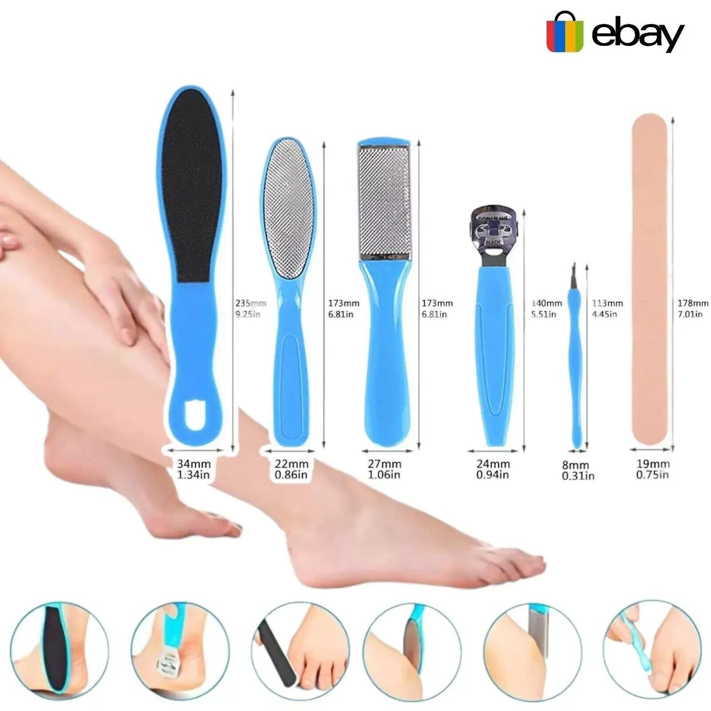 8 Pcs Foot Rasp File Scrubber Hard Dead Rough Skin Callus Remover Set Pedicure