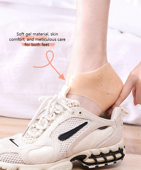 2x Heel Gel Foot Silicone Protector Cracked Care Skin Sleeves Socks Blister Uk.