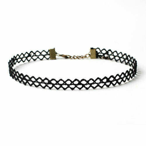 10 Pcs Black Choker Necklace Set Stretch Velvet Classic Gothic Tattoo Lace Retro