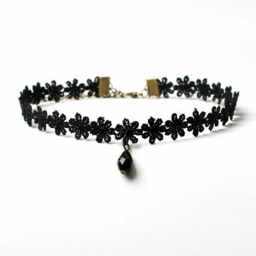 10 Pcs Black Choker Necklace Set Stretch Velvet Classic Gothic Tattoo Lace Retro