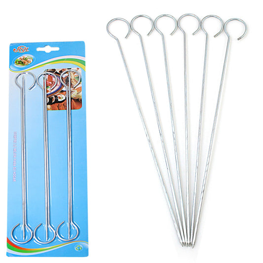 6 Pack Metal BBQ Skewers Kebab Sticks 25cm